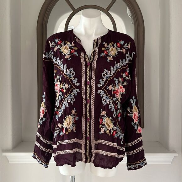 Johnny Was Carmen Button-Up Blouse in Jam, NWT, Size L - Picture 5 of 16